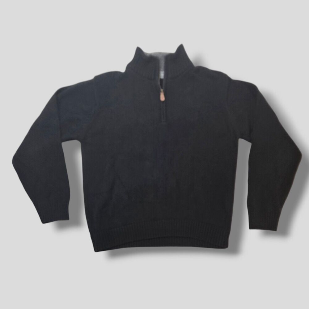 Oscar De La Renta Men's Sweater Quarter Zip Long Sleeve Pullover Fur Neck LARGE